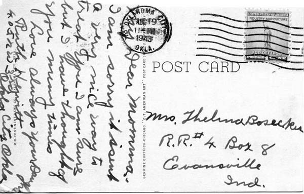 Postcard - August 19, 1943